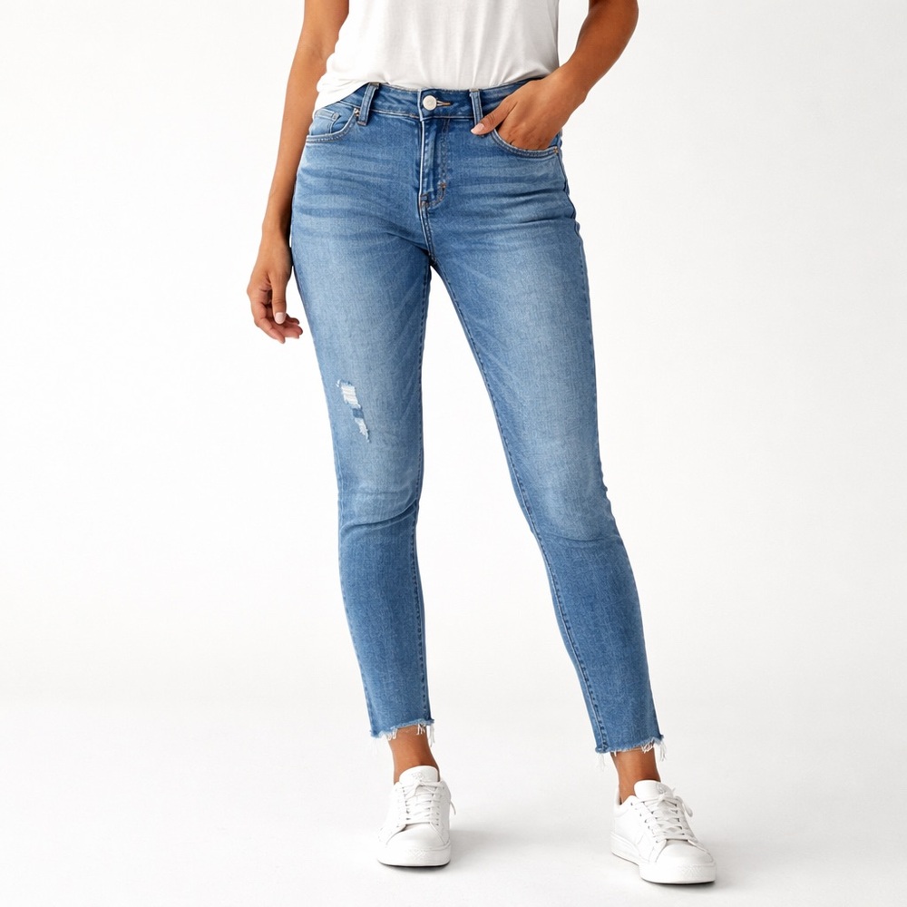 Lucky Brand Distressed Skinny Jeans Raw Hem Ankle 8/29